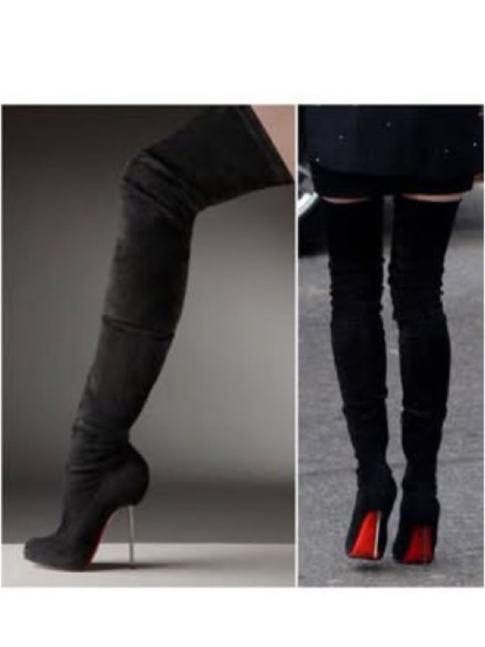 Christian Louboutin “Big Lips” Black Over-the-Knee Stiletto Boots